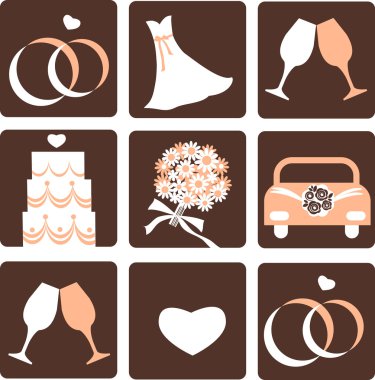 Wedding icons clipart