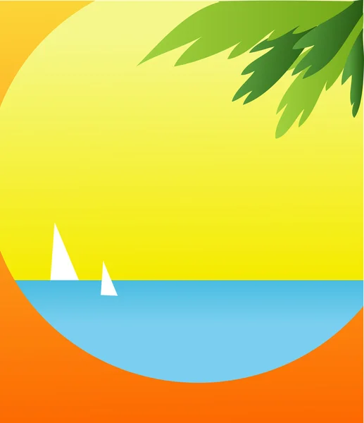 海和棕榈背景 — 图库矢量图片