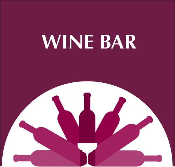 Modelo de menu de bar com garrafas e copos de vinho — Vetor de Stock