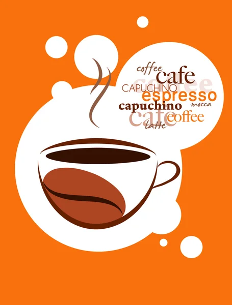 Tasse de café chaud avec cadre de grain de café — Image vectorielle