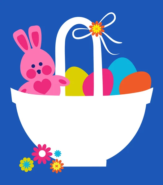 Húsvéti kosár teljes a színes tojásokat — Stock Vector