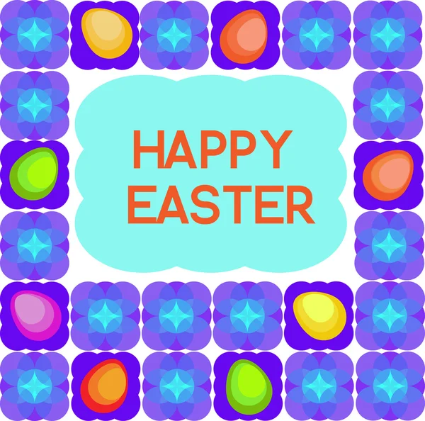 Пасхальная открытка шаблон с цветами и яйцами — стоковый вектор