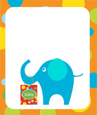 Elephant holding shopping bags for baby clipart