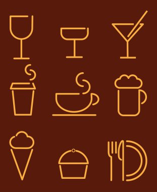 Beverage and food set icons clipart