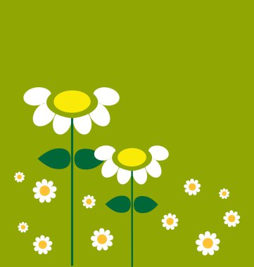 yeşil zemin üzerine iki çiçek