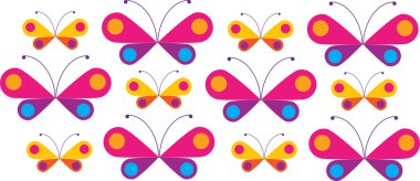 Colorful butterfles in line clipart