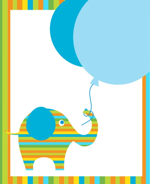 Elephant holding blue ballons — Stock Vector