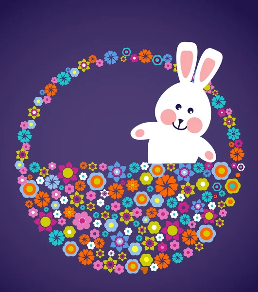 Carte de vœux de Pâques avec lapin — Image vectorielle