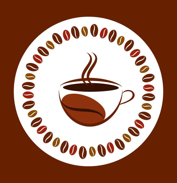Tasse heißen Kaffee mit Kaffeebohnenrahmen — Stockvektor