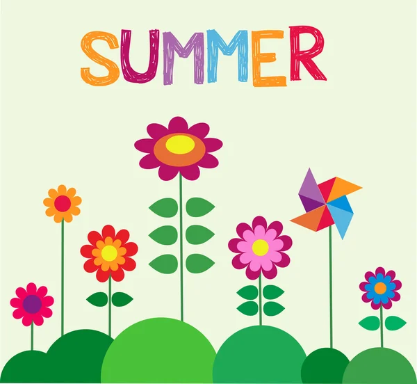 Hora de verano; flores coloridas — Vector de stock