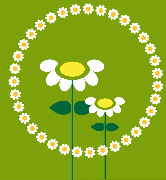 Dos flores sobre fondo verde — Vector de stock
