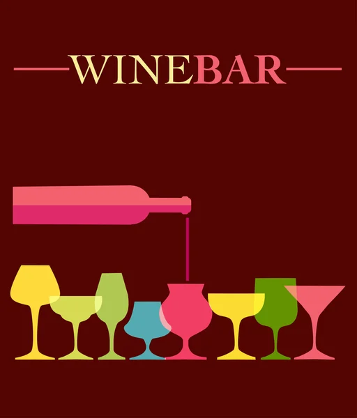 Налийте вино в кольорові келихи для вина — стоковий вектор