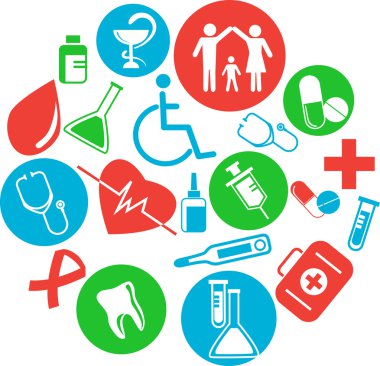 Collection of medical themed icons clipart