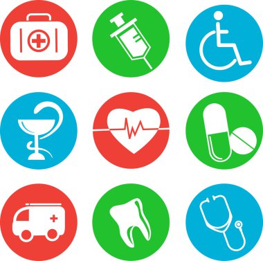 Collection of medical themed icons clipart