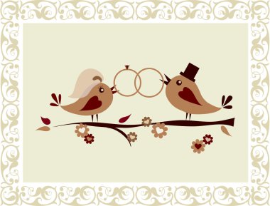 kuşlar ile düğün davetiyesi