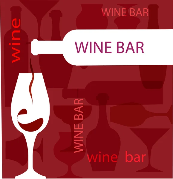 Bottiglia di vino che serve una silhouette di vetro viola — Vettoriale Stock