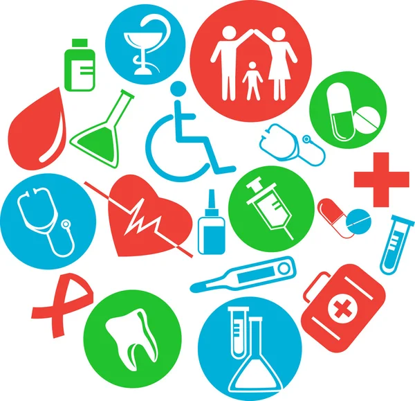 Collection of medical themed icons — Stock Vector