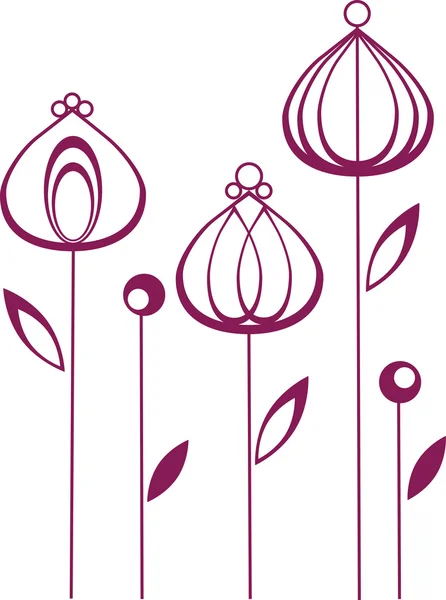 紫色の花と誕生日カード — ストックベクタ