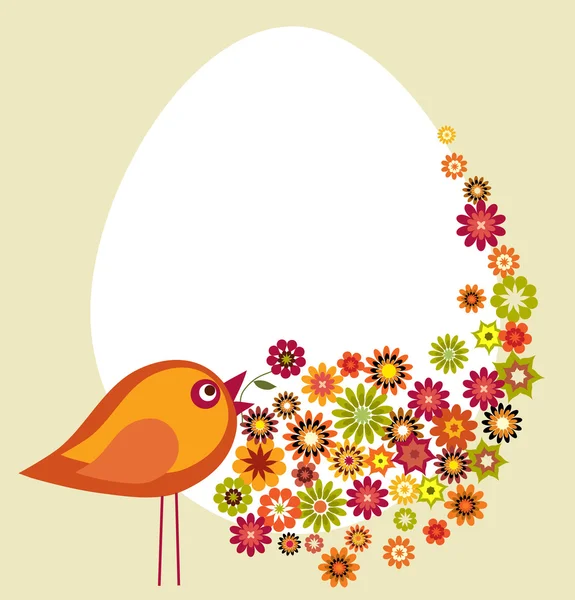 Easter spring flower garden with bird, vector illustration — Stock Vector