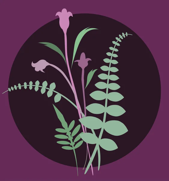 Icono de suave planta verde y flores — Vector de stock