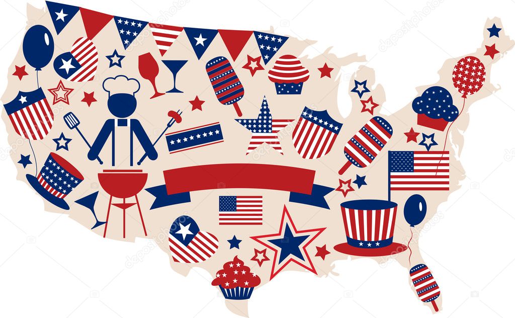 USA vector icons for american independence day