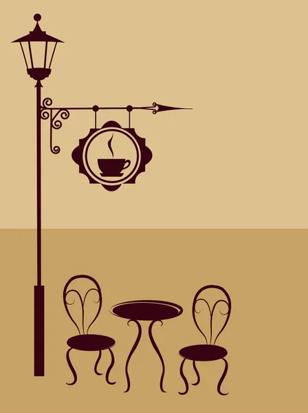 Antico manzo con recinto e segno di caffetteria — Vettoriale Stock