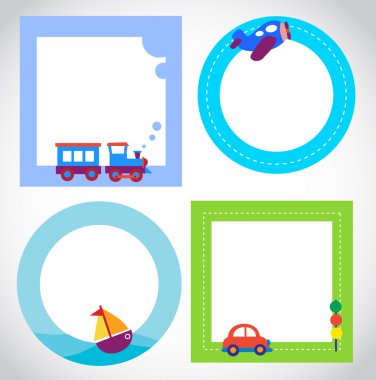 Card templates with toy transportation clipart