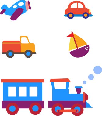 Toy transportation set clipart