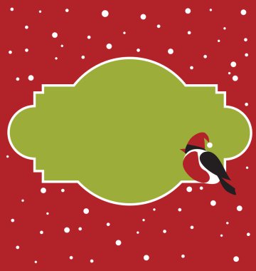 Red chect bird on red background clipart