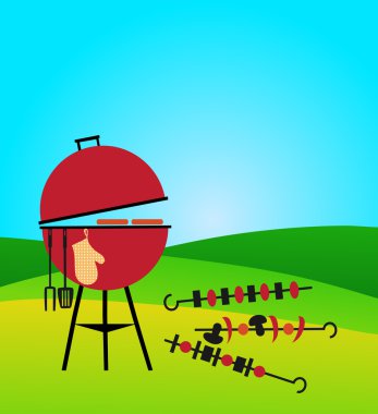 Bbq on green meadow clipart