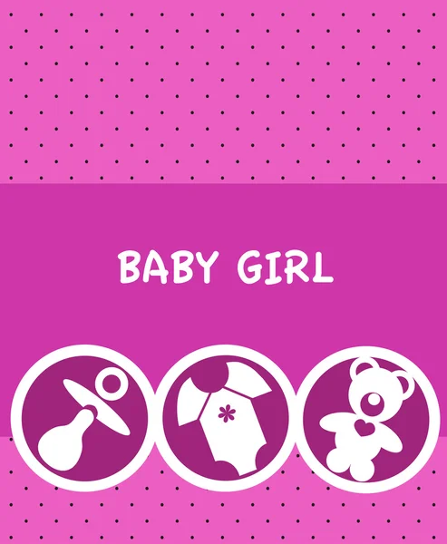 Pasgeboren baby meisje kaart — Stockvector