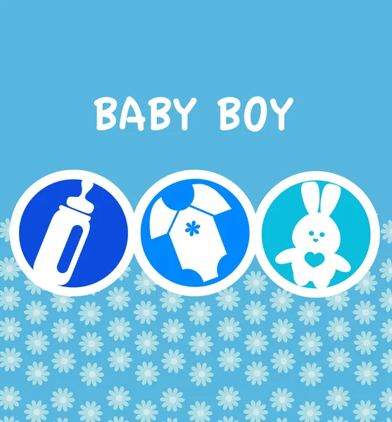 Pasgeboren baby jongen kaart — Stockvector