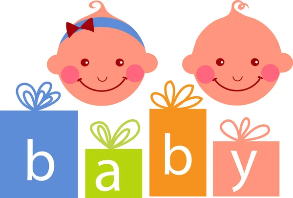 Baby boy and baby girl — Stock Vector