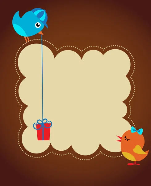Modèle de carte de voeux avec deux oiseaux — Image vectorielle