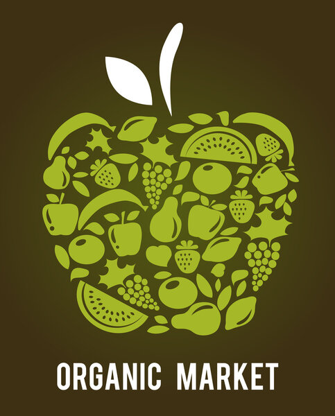 Apple with fruits and vegetables pattern