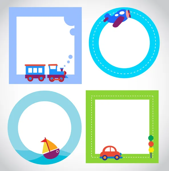 Card templates with toy transportation — Stock Vector