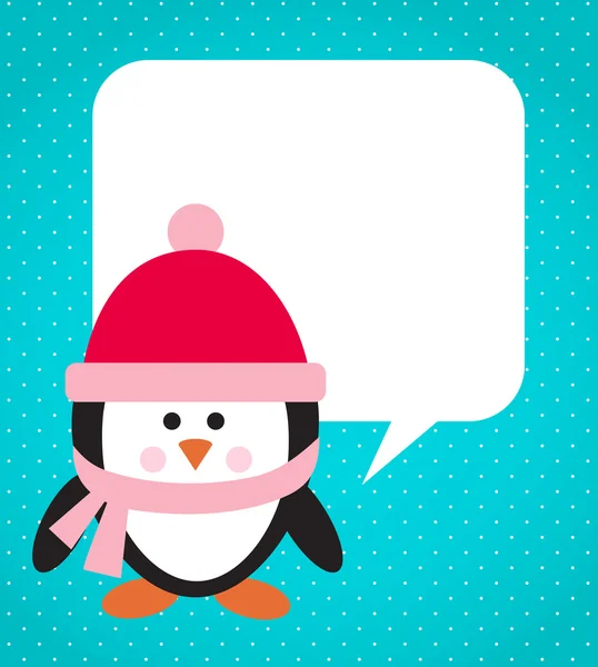 Penguin on snowy background — Stock Vector
