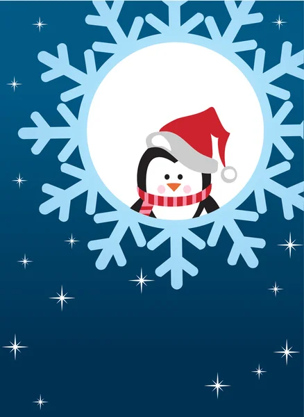 Pingouin sur fond de flocon de neige — Image vectorielle