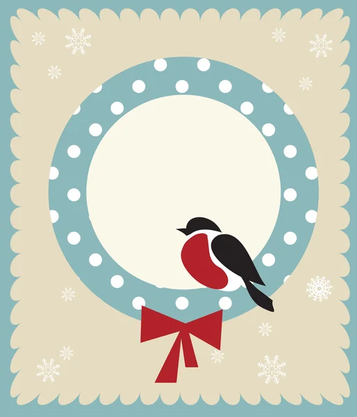Κακκινολαιμής πουλί, πρότυπο Χριστουγεννιάτικη κάρτα — Διανυσματικό Αρχείο