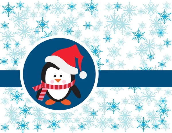Penguin on snowy background — Stock Vector