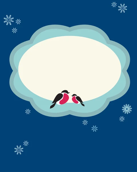 2 つのブールフィンチ鳥、クリスマス カードのテンプレート — ストックベクタ