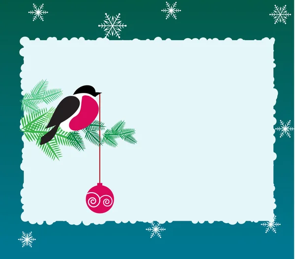 布尔芬奇鸟冬天背景上 — 图库矢量图片