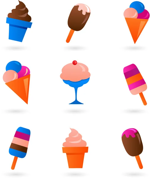 Set di gelati colorati — Vettoriale Stock