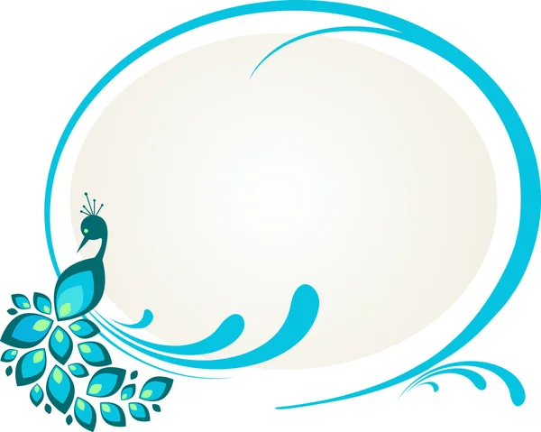 Illustration de paon assis sur un cadre floral — Image vectorielle