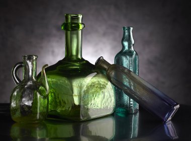 Group of vintage bottles clipart