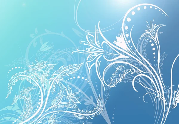 Fondo azul con ornamentacion floral — Stock Photo, Image