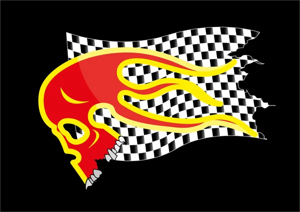 Crâne sur drapeau de course — Image vectorielle