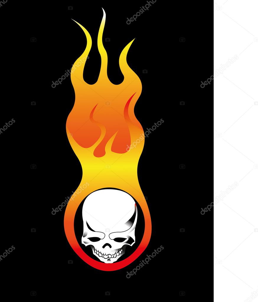Skull with flame