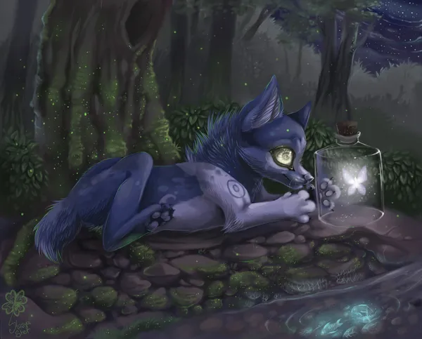Illustration of cute cartoon wolf