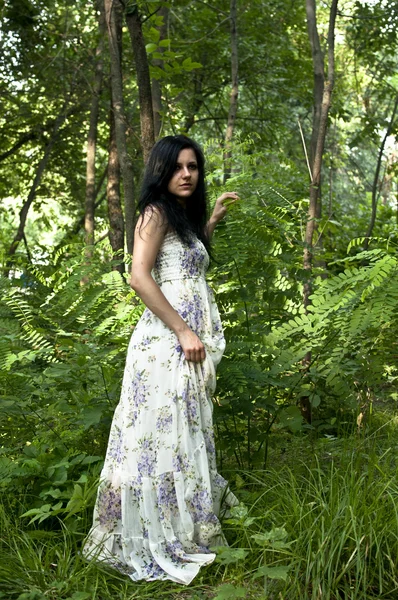 La chica en el bosque — Foto de Stock